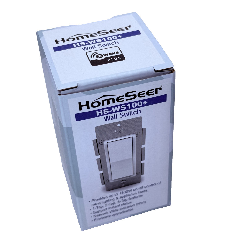 HomeSeer HS-WS100+ Wall Switch Z-Wave Plus - White - NEW