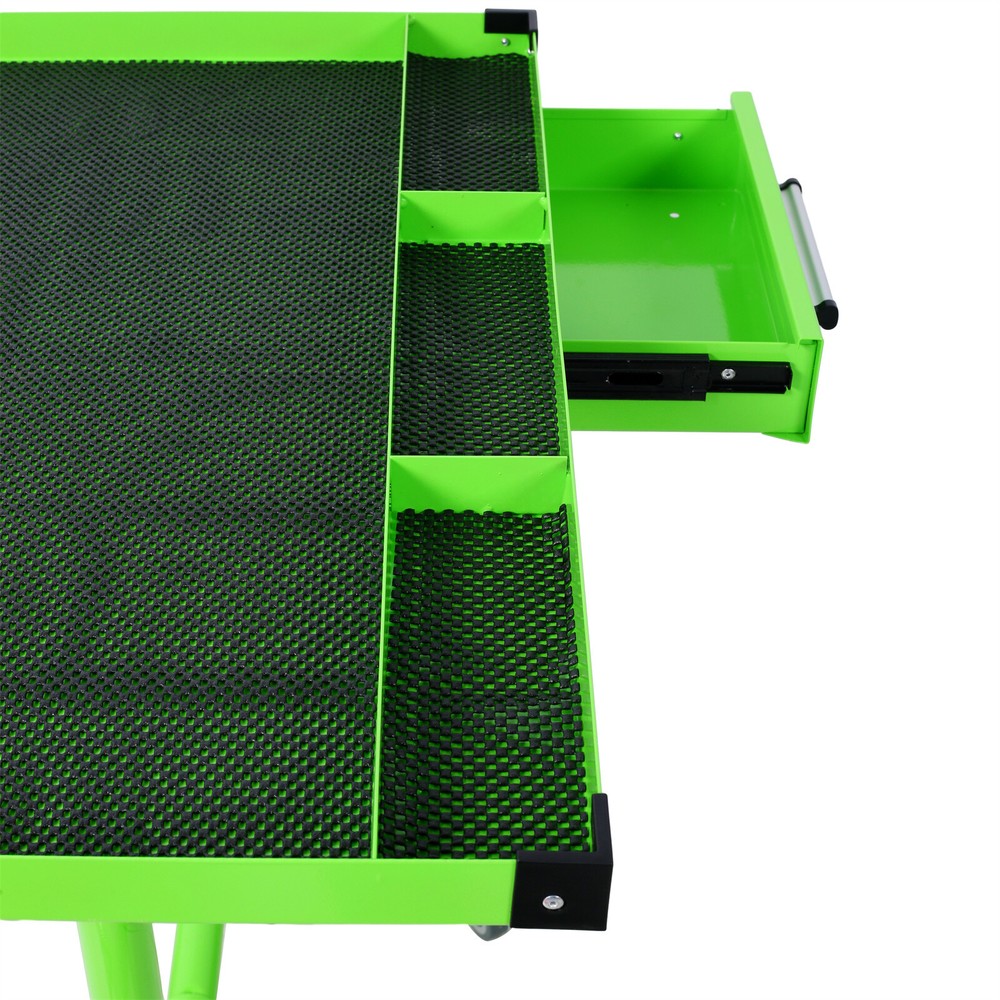 Adjustable Work Table with Drawers Rolling Tool Tray with Wheels 220lbs Capacity