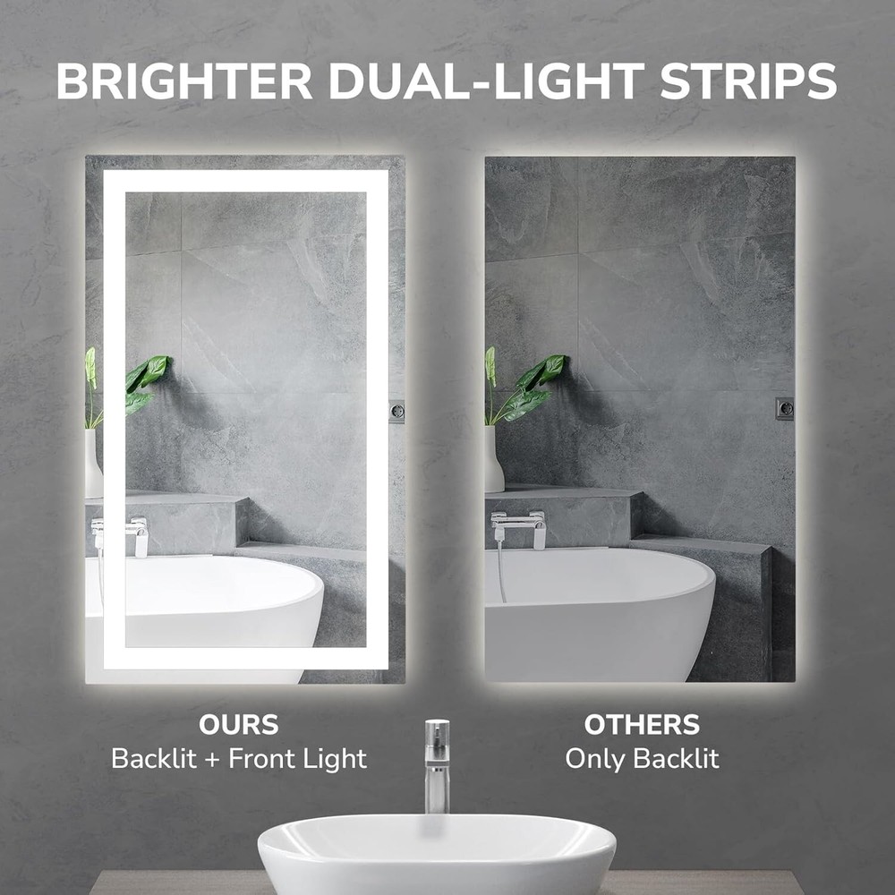 24''x32'' LED Bathroom Mirror Wall Vanity Mirror Dimmable Horizontal & vertical