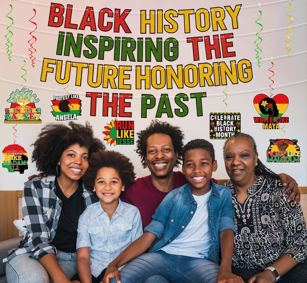 27PCS Black History Month Decorations Banner Hanging Swirls Kit African Ameri...