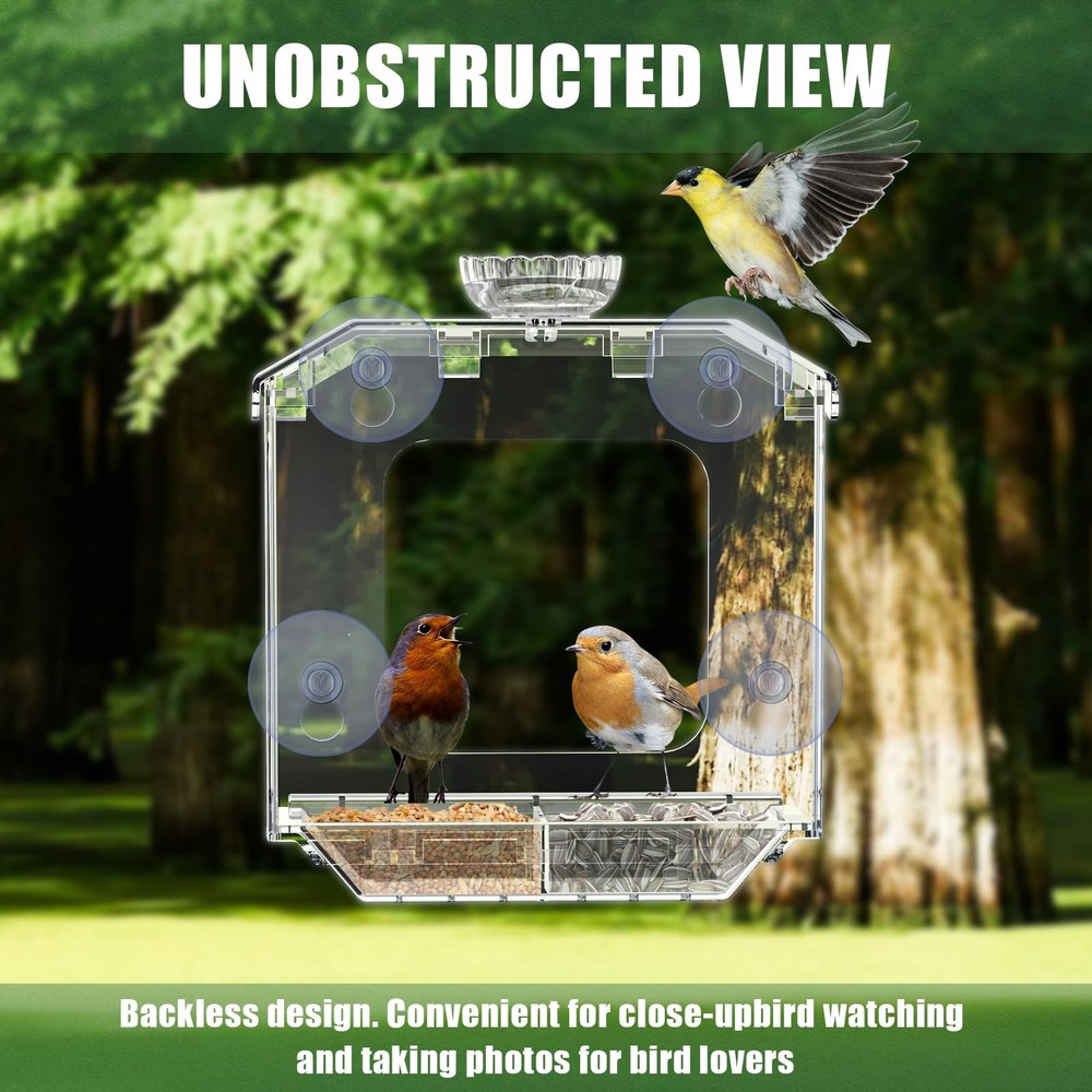 SVEDVK Clear Window Bird Feeder with Strong Suction Cups –