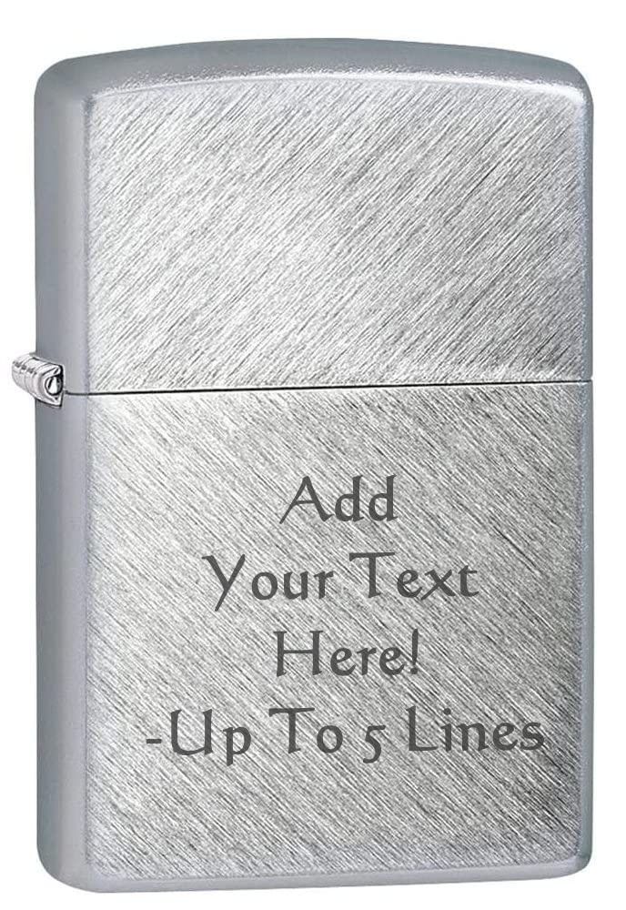 Zippo Lighter- Personalized Message Brushed Chrome Herringbone Sweep #24648