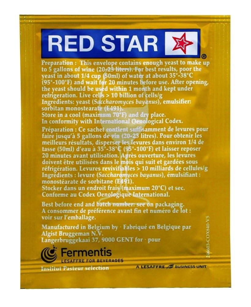 Red Star Premier Blanc Wine Yeast, 5g - 3 pack