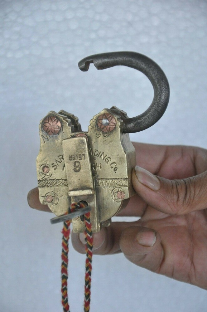 Vintage Brass Handcrafted Push Button Solid Heavy Padlock