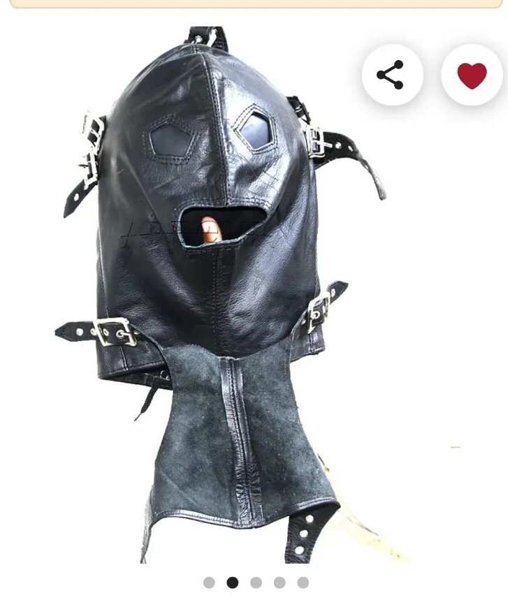 Real Leather Mask Hood Muzzle Blindfold Bondage