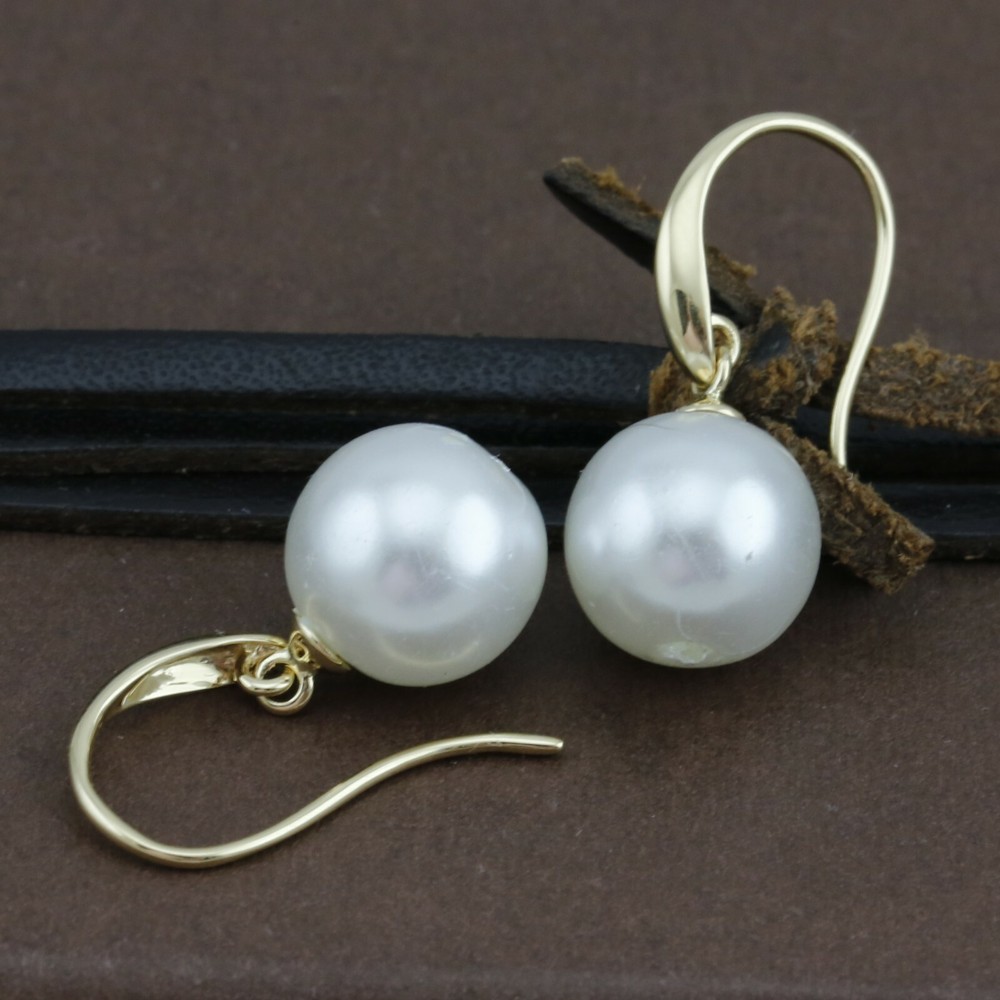 Genuine 18CT Solid Yellow Gold Pearl Hooks - 1 Pair