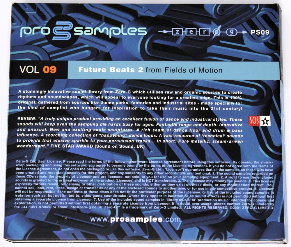 Zero-G Pro Samples 09 Future Beats 2 Sample Library/Sound Library/Sampling 2 CD