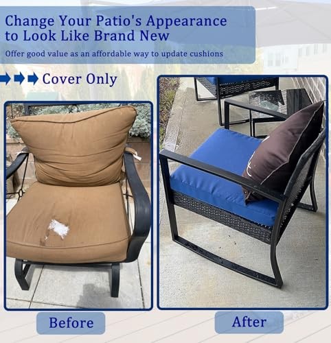Outdoor Cushion Covers Replacement 18x18 Waterproof 18"x18"x2"--2 Covers Blue