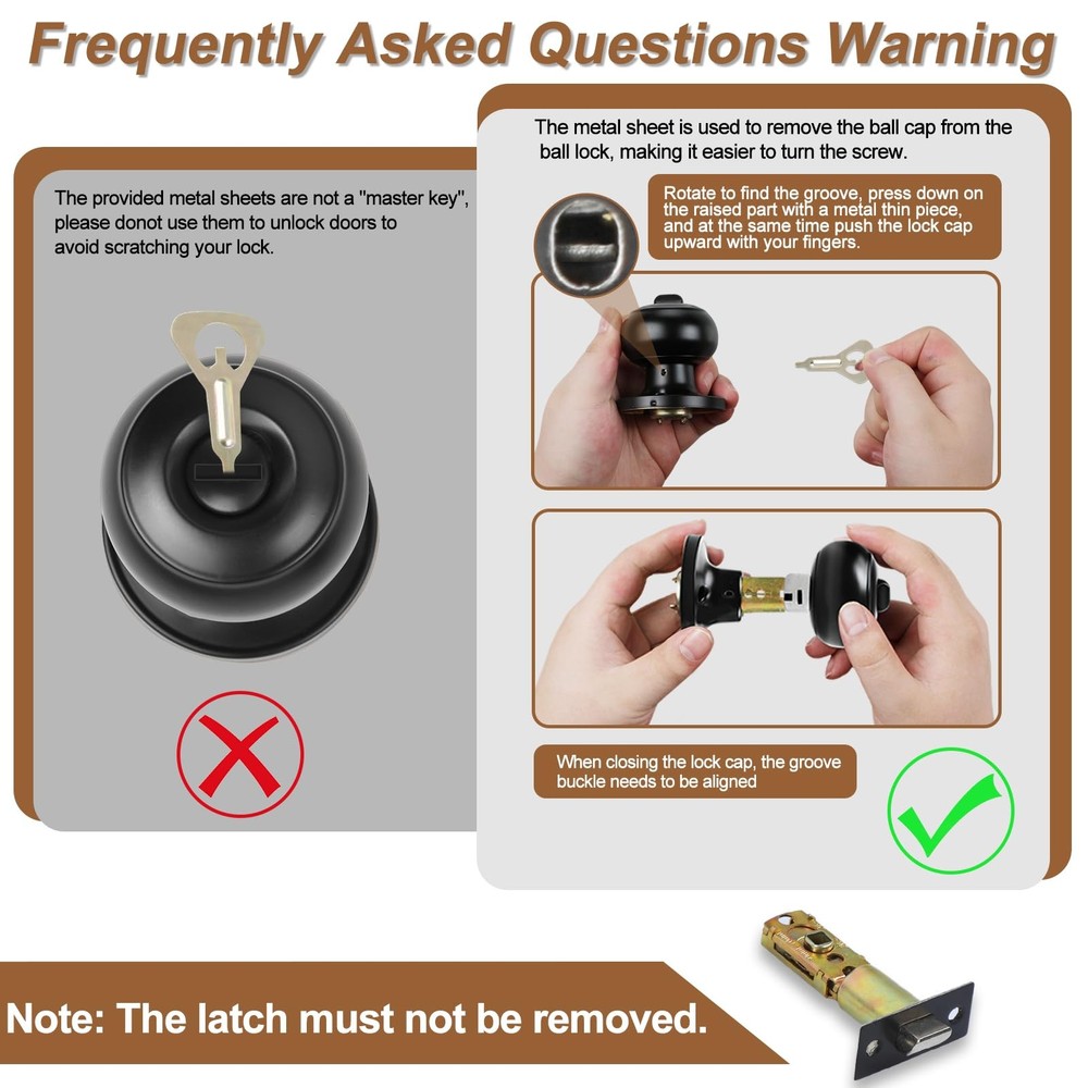 RAZCC Privacy Door Knobs, 6 Pack Matte Black Knobs with 6 Pack,