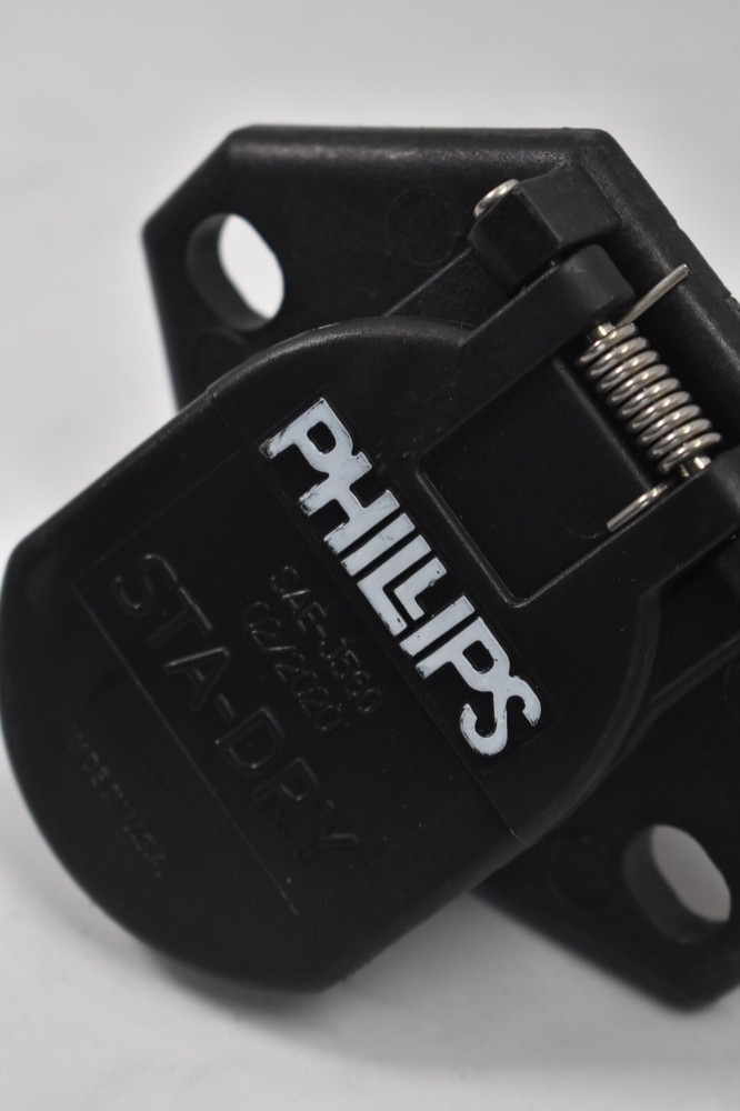 Phillips 7 Pin Wire INsert Waterproof Socket 2 Hole Mount 16-720 Black White