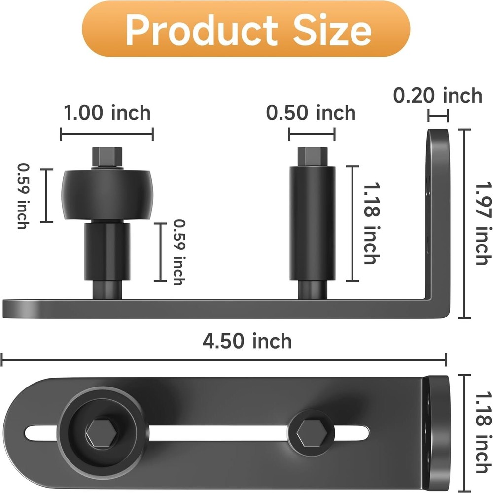 2PCS Sliding Barn Door Floor Guide - Adjustable Rollers, Quiet Operation