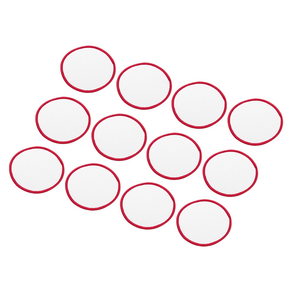 60pcs Sublimation Patch Blank Round White with Red Border