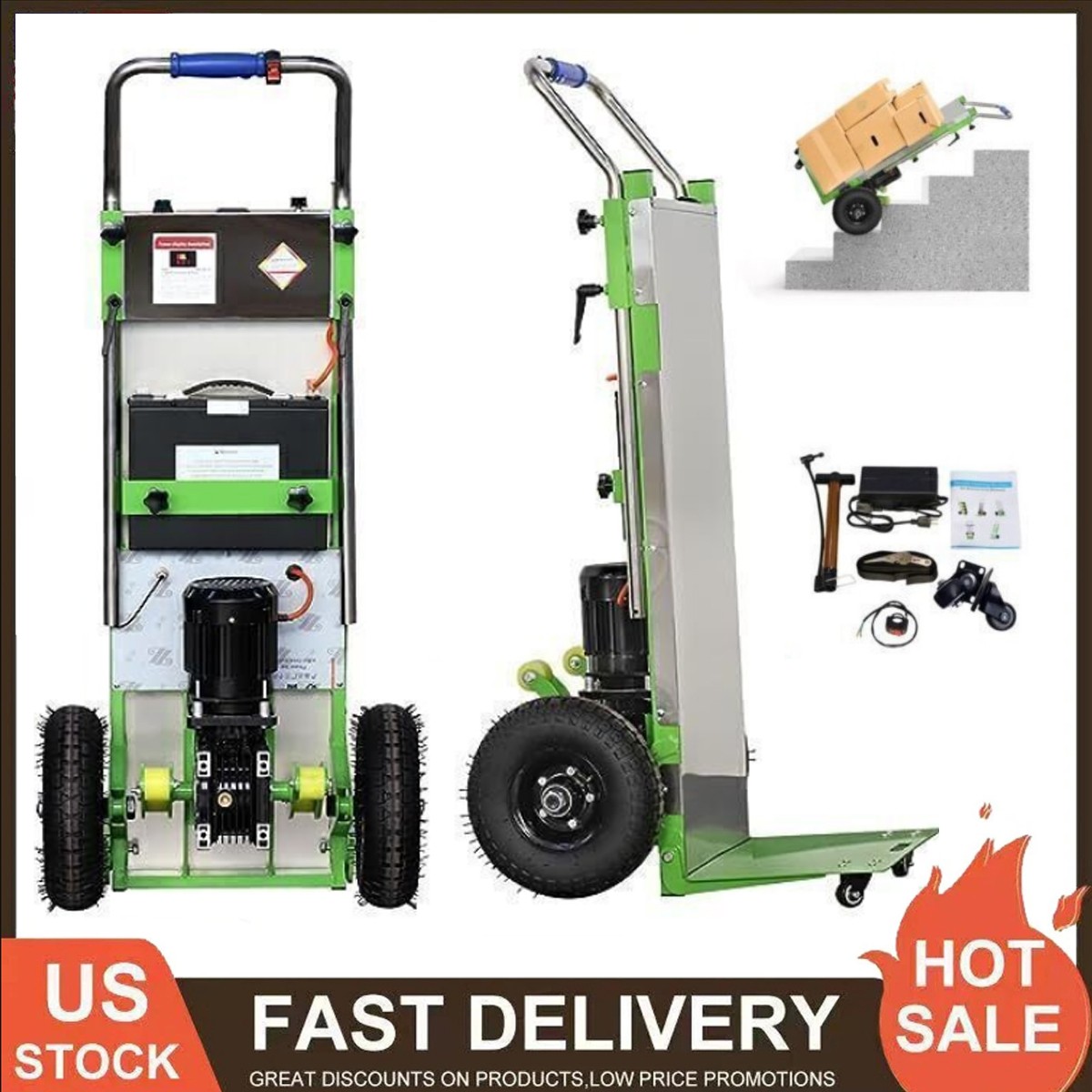 Electric Stair Climbing Hand Trucks Dolly Cart for Moving 880lb Max Capacity US