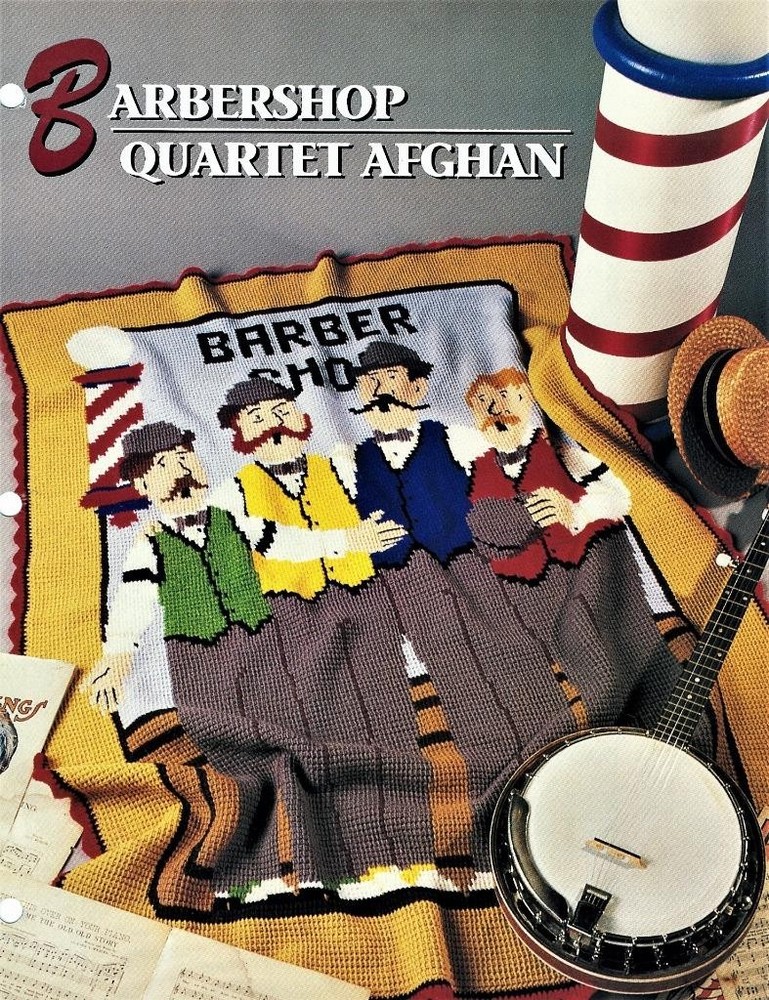 Barbershop Quartet  Annie's Attic Crochet Afghan Pattern Leaflet