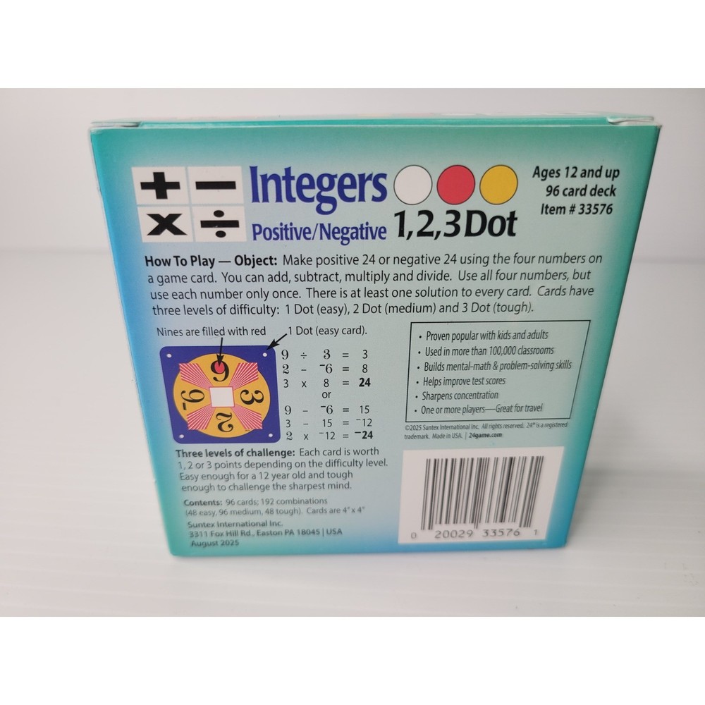 24 Game Math Flashcards Integers #33576 Homeschool Study Tool Learning