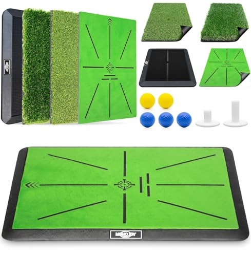 Golf Hitting Mats with Golf Tees Practice Indoor 3 Pcs Replaceable Outdoor