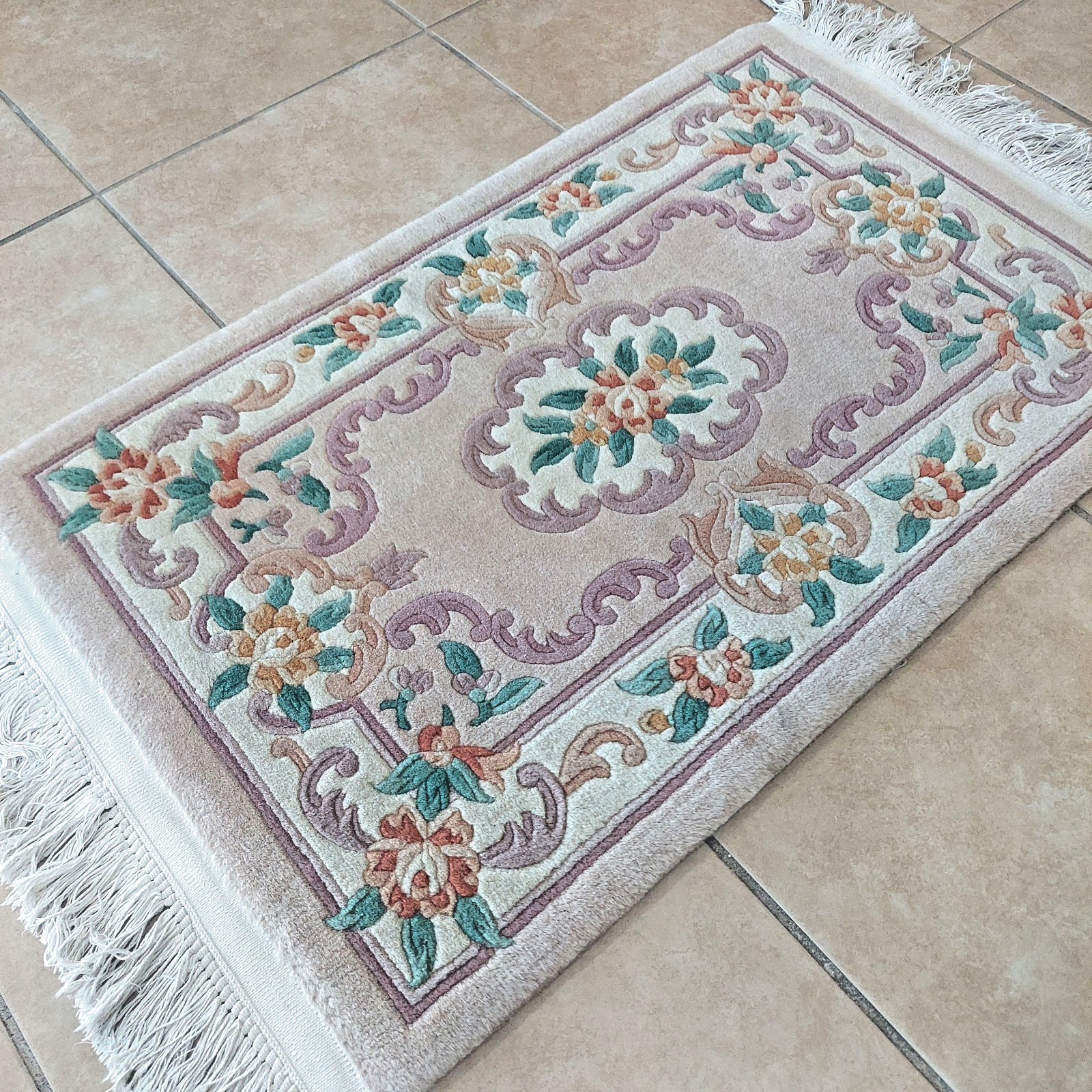 2'3 x 3'6 Chinese Aubusson Medallion Oriental Rug Floor Runner Hand-knotted Wool