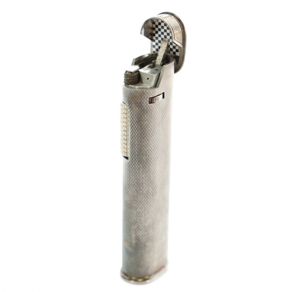 Dunhill Gas Lighter Slim Silver Oval Roller Cigarette Used