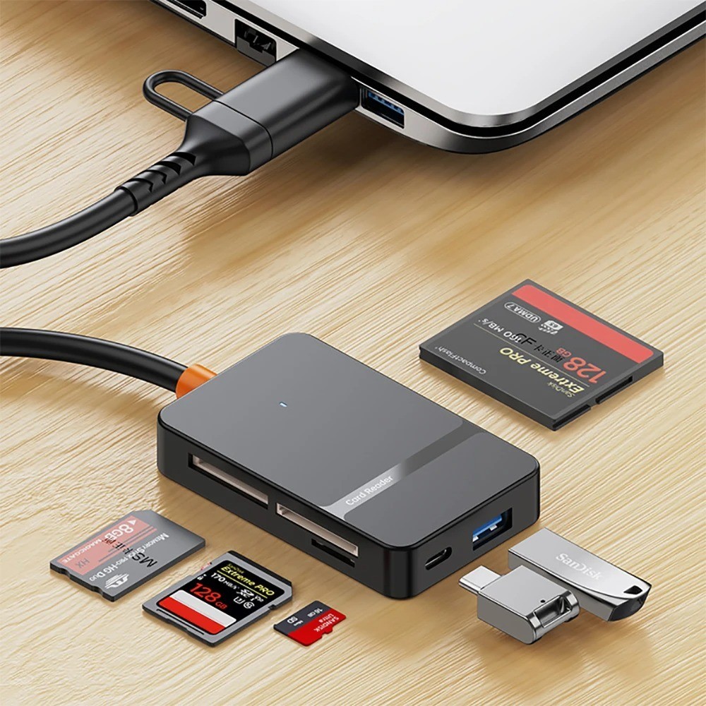 USB C 8-in-1 Card Reader Multi-functional Card Reader Support SD/TF/CF/MS Card