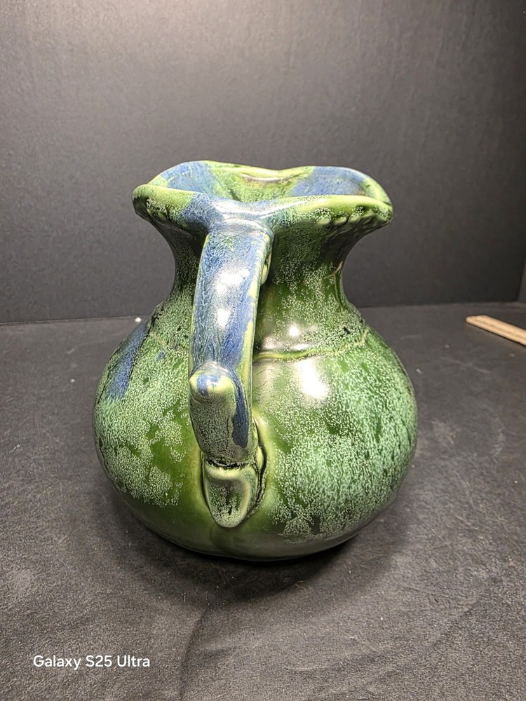 Studio pottery Pitcher Blue / Green 6" Tall