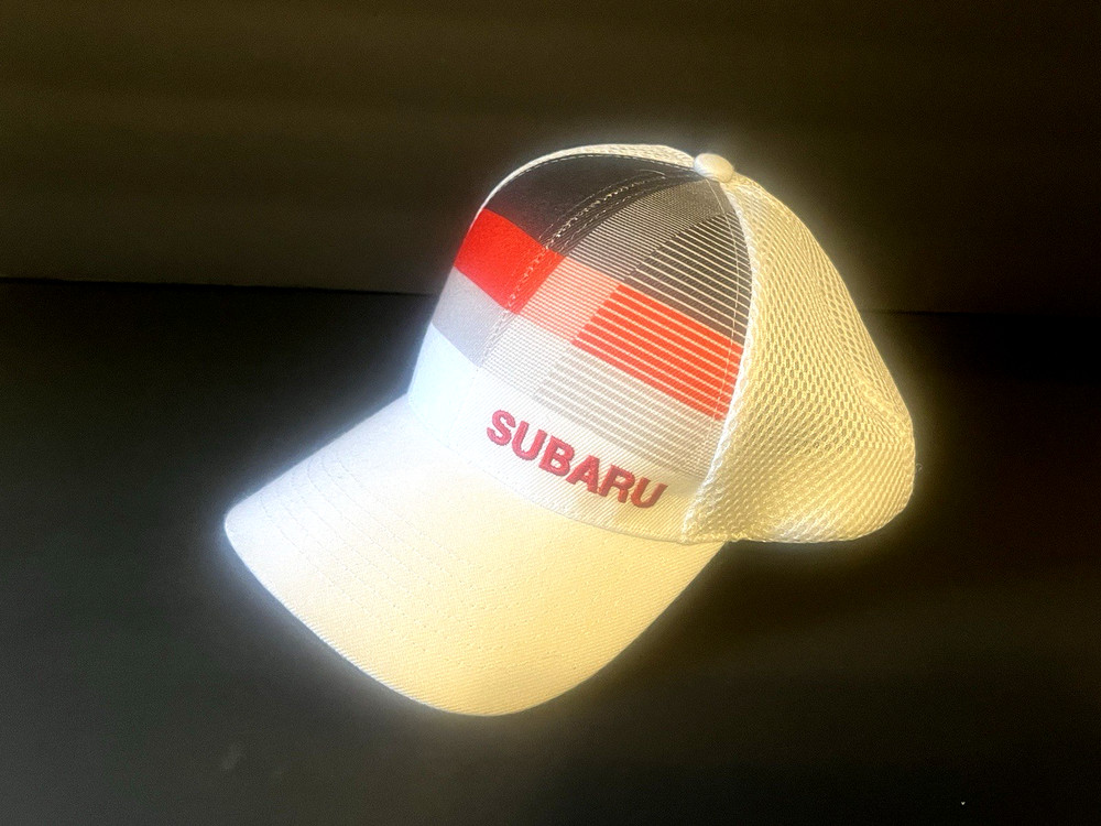 SUBARU Logo Cap Hat  White One Size Unisex  White Mesh Hook Loop Adjustable