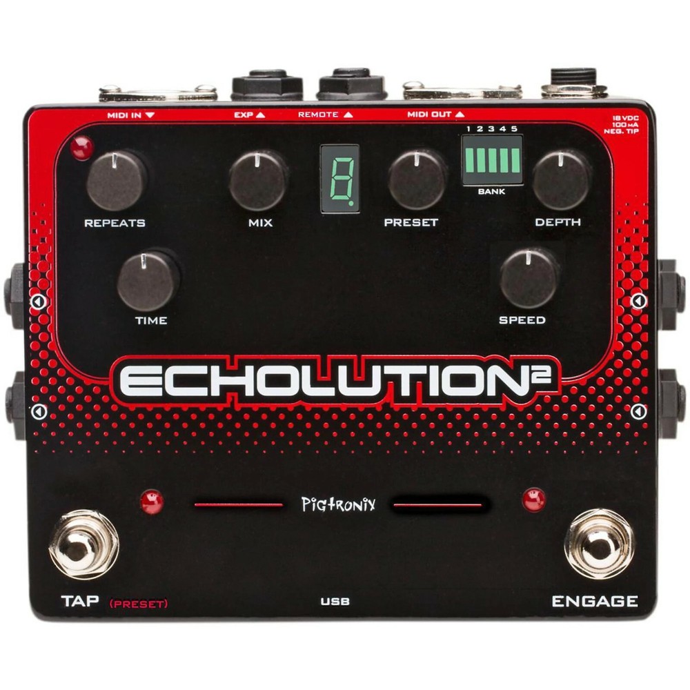 New-in-box PIGTRONIX Echolution 2 Delay with Matching Footswitch