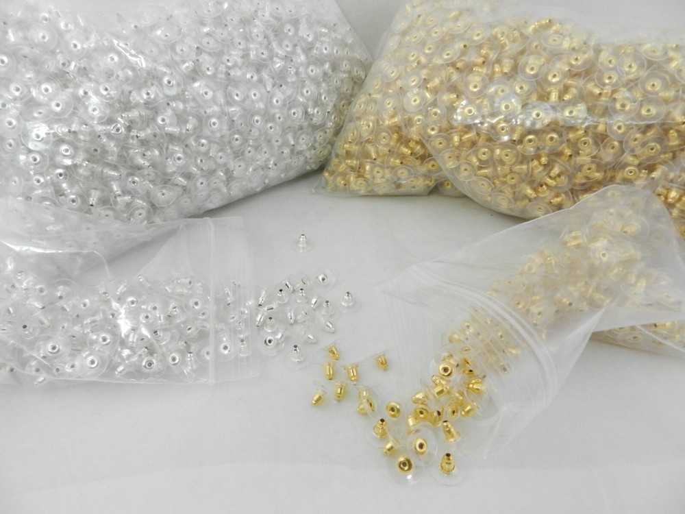 200PC Earring Backs Post Backings Stopper Silver / Gold Tone Stud Secure Earring