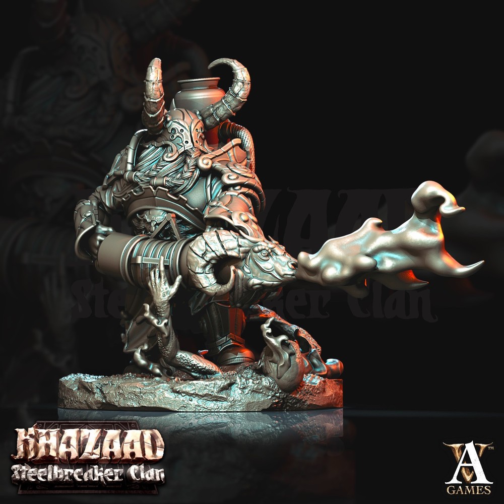 D&D Dwarf Warrior Flamespitter 01 Mini 32mm Scale Mini TTRPG