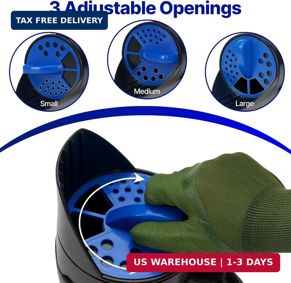 3-Adjustable-Setting Handheld Spreader, Multi-Use Lawn Spreaders for Fertilizer,