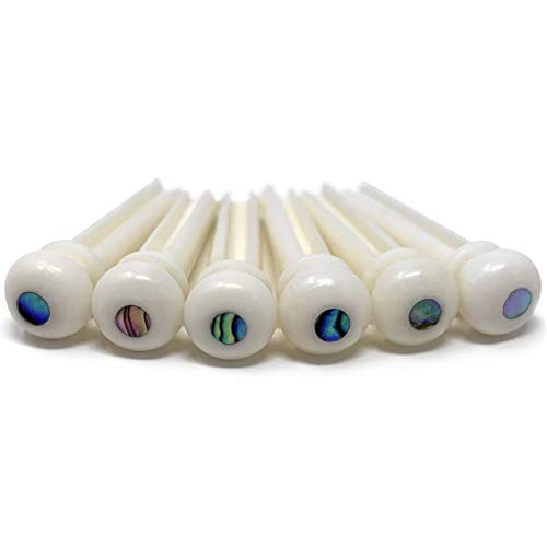 Slotted Pure Bone Bridge Pins with Abalone Slotted Bone White - Abalone Dot