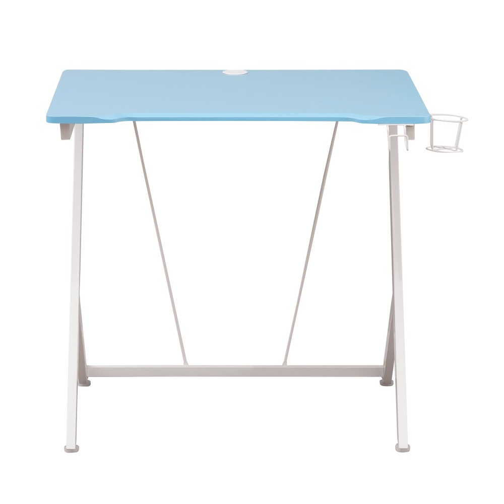Blue Laminate Computer Desk - Scratch-Resistant - Adjustable Accessory Mounts