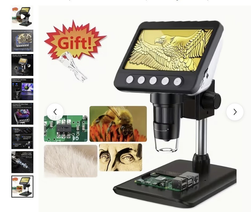 NIB Digital Microscope 1000X USB Coin Microscope 4.3" LCD Screen Soldering