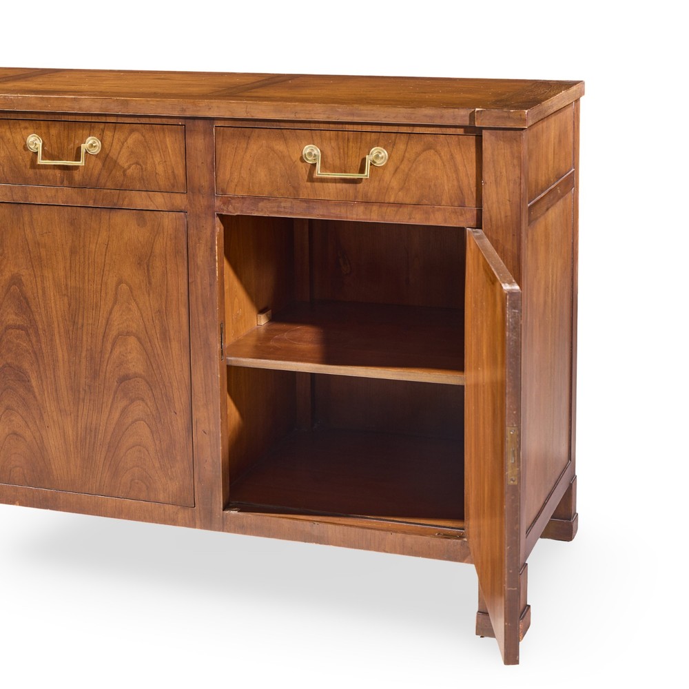 Baker Walnut and Brass Buffet Credenza
