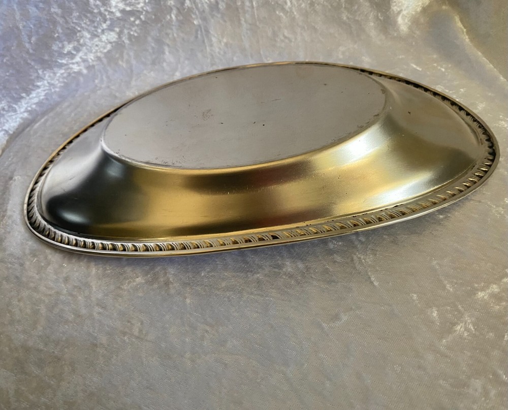 Crosby Silver Plated Oval Bread Tray Etched Pattern 12 1/2"