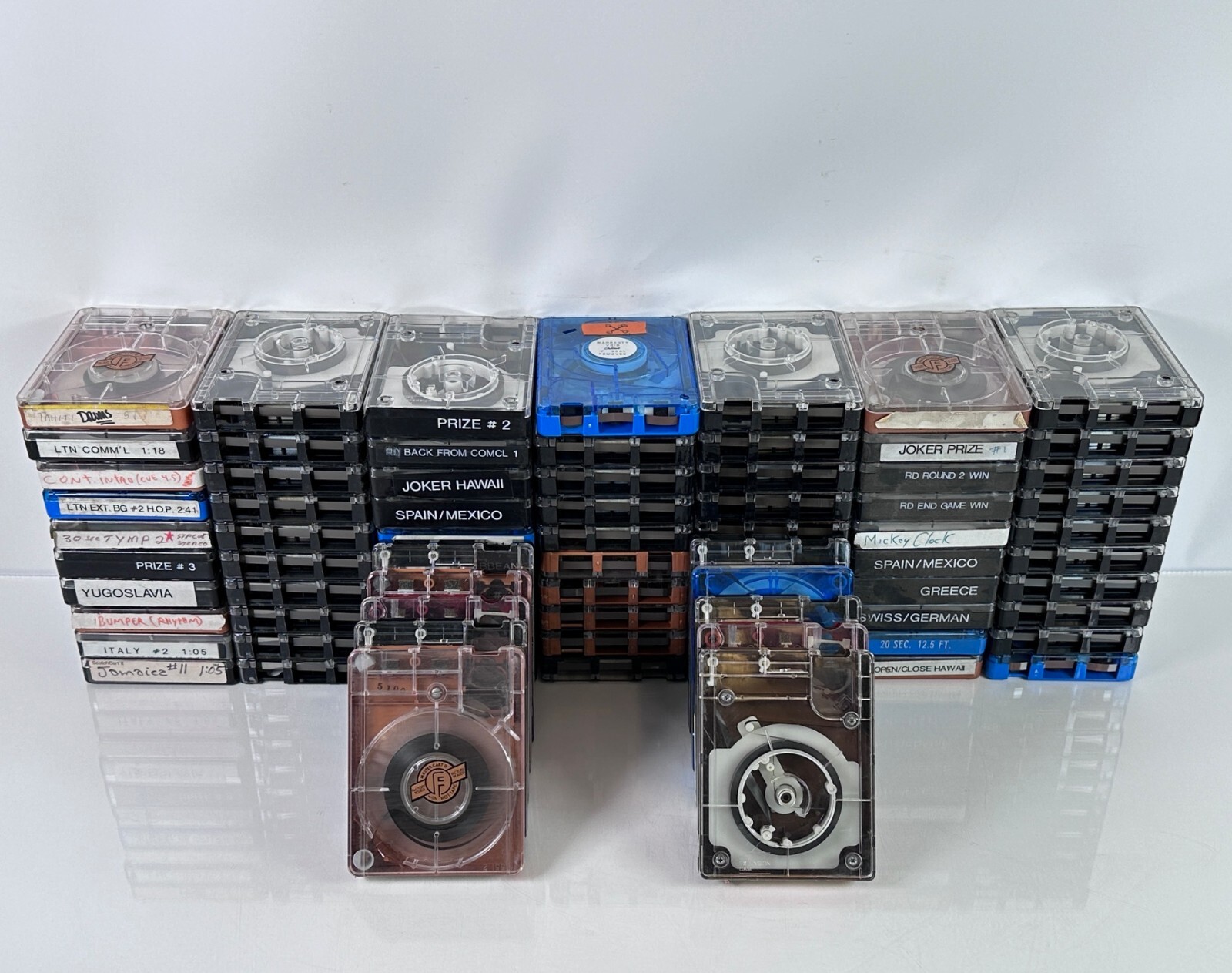 Lot of 80 Broadcast NAB Tape AA Cartridges 3M, Fidelipac, Audiopak, Scotchcart