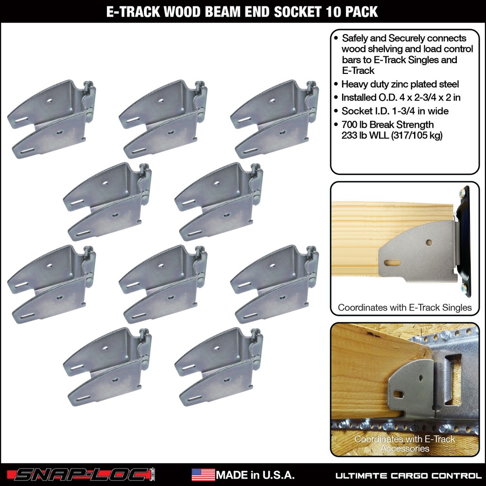 SNAP-LOC E-Track Wood Beam End Socket 10-Pack