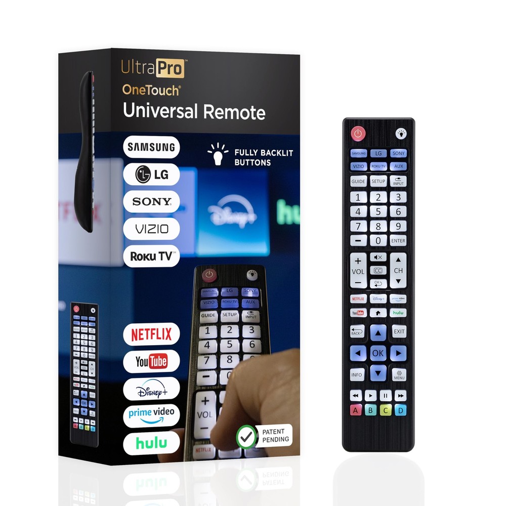UltraPro Backlit OneTouch Universal Remote Control, Average, Black