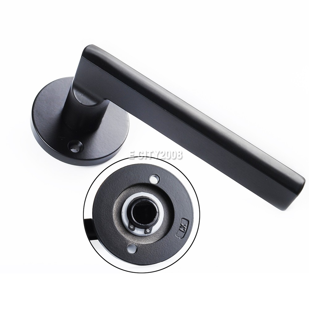 Bending Straight Lever Black Interior Bedroom Solid Wood Door Lock Split Handle