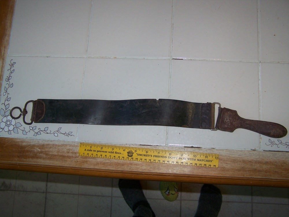 Vintage Leather Razor Strop Genuine Hide #59 RED-E FOR USE