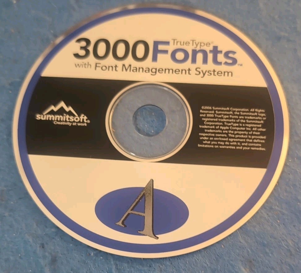 3000 Creative Fonts -Summitsoft - Windows- Software Package Words Serif FREE SHP