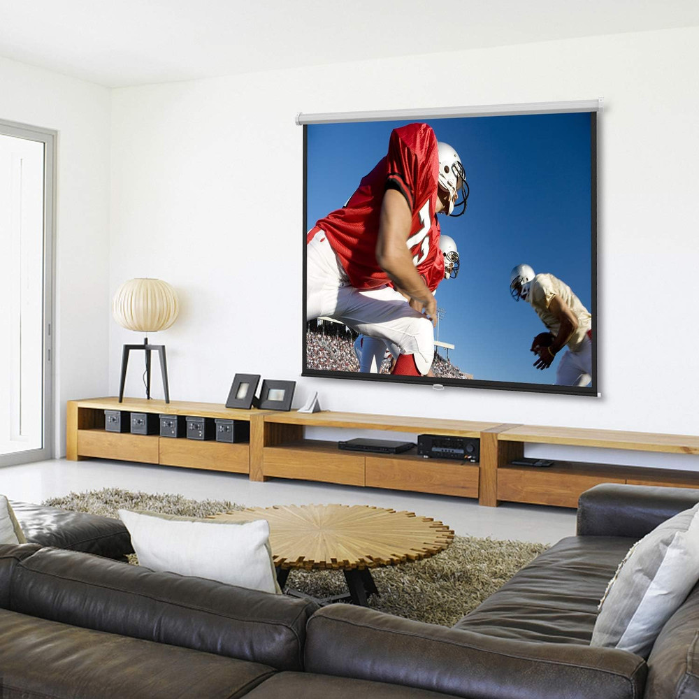 PERLESMITH 100 Inch Projector Screen Pull Down, 16:9 HD Retractable Rising Proje