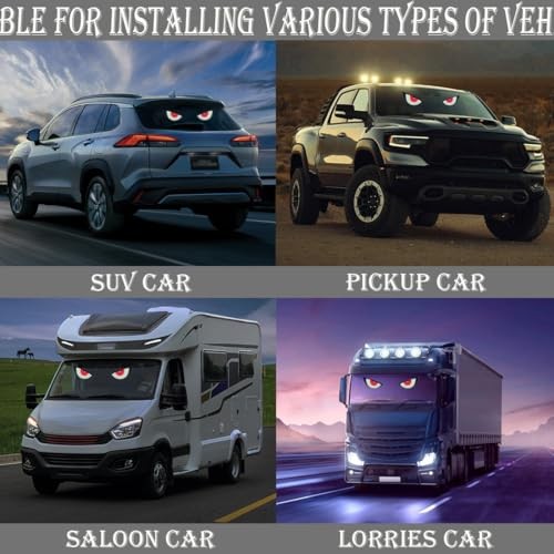 2Pcs Car Devil Eye Lights,Car Windscreen and Rear Window LED Devil White/Red