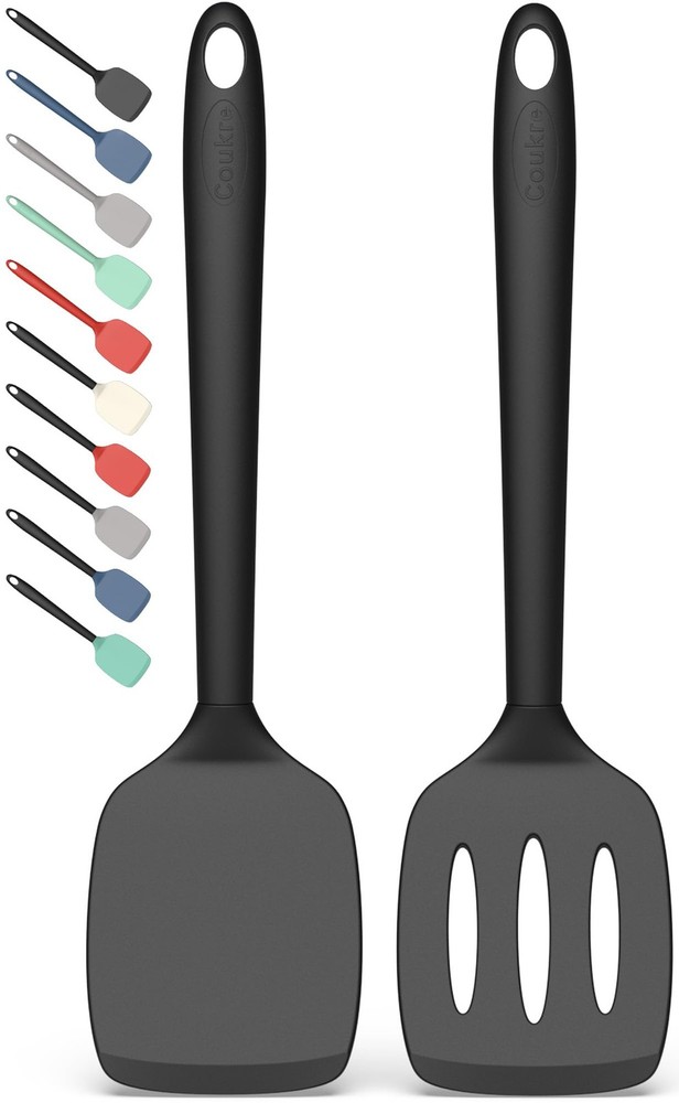 2 Spatulas for Cooking, High Temp Resistant, Durable, Black