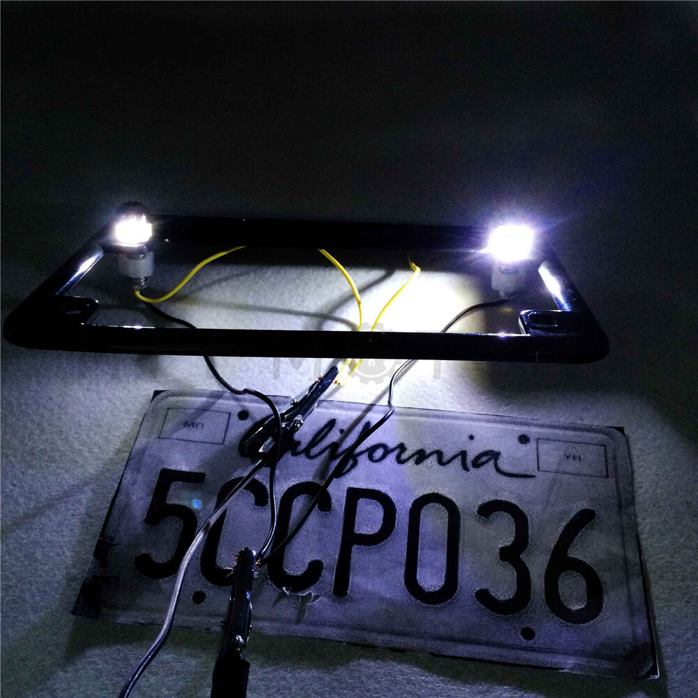 Motorcycle Chrome Universal Led License Tag Plate Bolt Lights