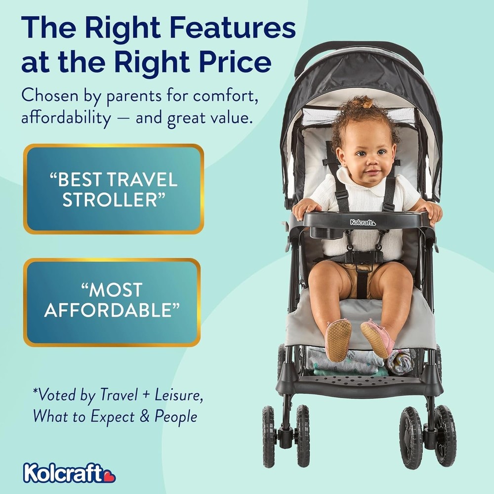 Cloud Plus Lightweight Umbrella Stroller for Travel - Compact & Safe, Slate Gray