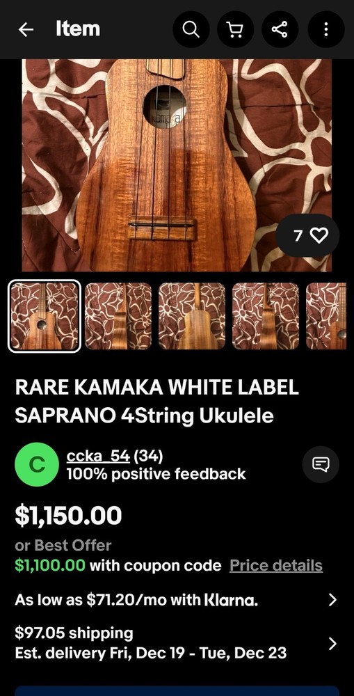 Kamaka White Label Soprano 4-String Koa Handmade Ukulele