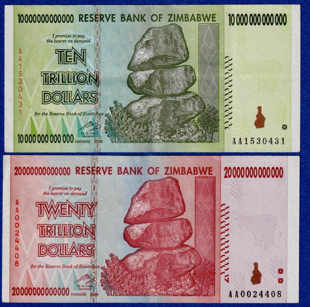 ZIMBABWE TRILLION COMBO - 10 TRILLION + 20 TRILLION (2008) - CIRCULATED NOTES