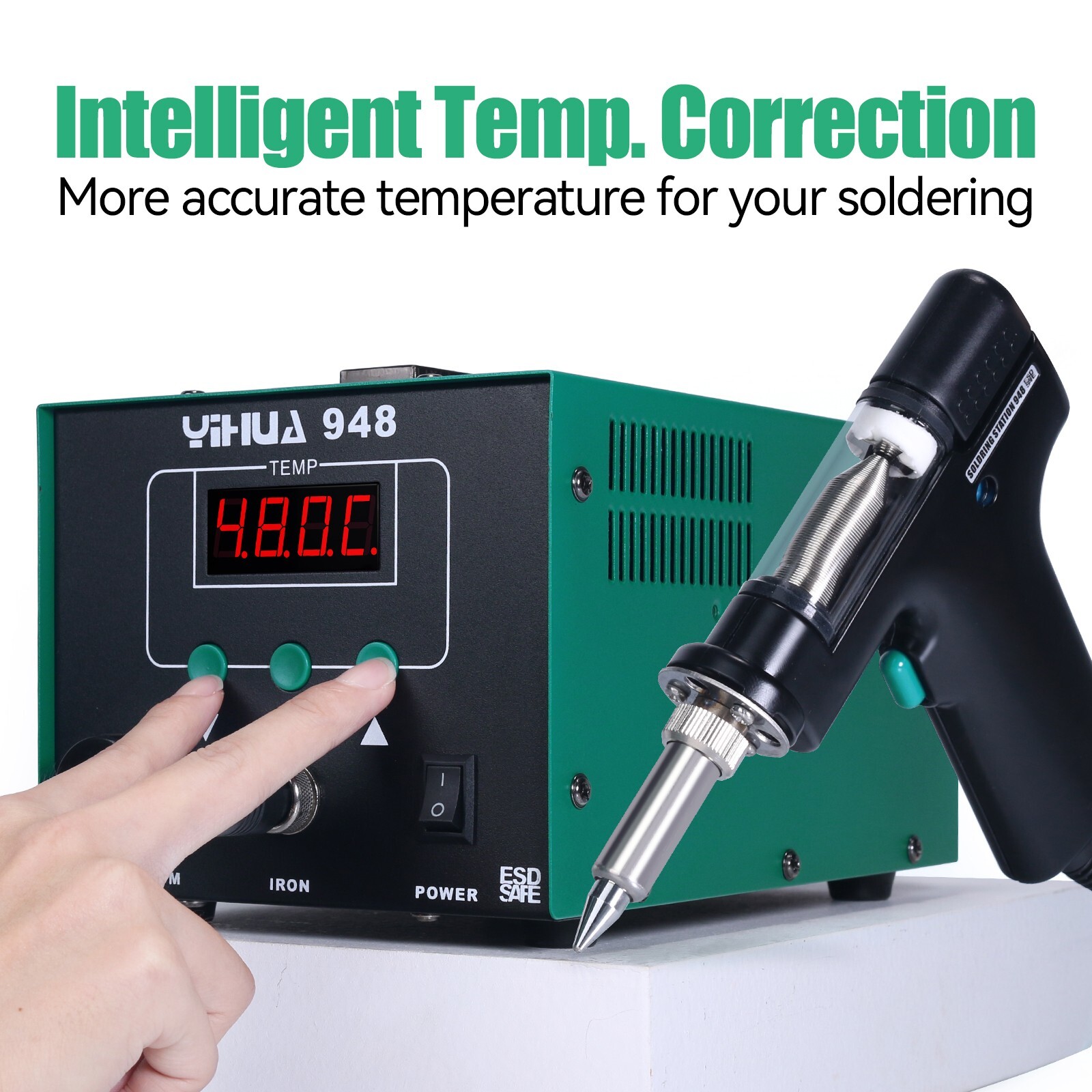 YIHUA 948-I Soldering Iron Tin Suction Gun 2-in-1 Desoldering Rework Station