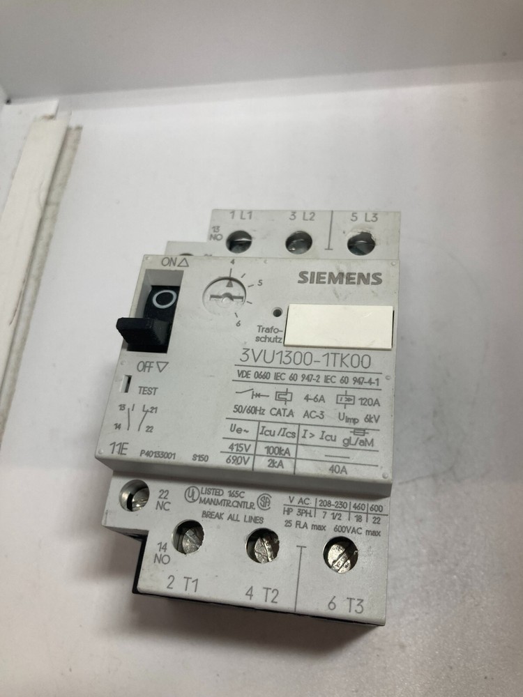 SIEMENS 3VU1300-1TK00 MOTOR STARTER PROTECTOR 600V