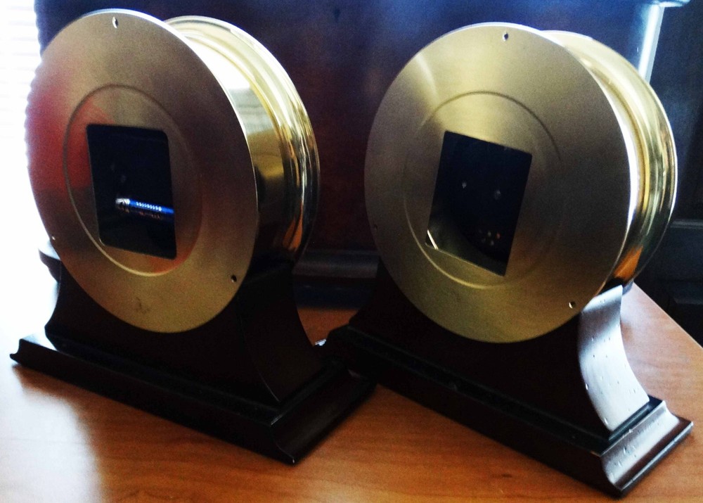 Maritime Brass Ships Clock & Barometer on Wood Stands
